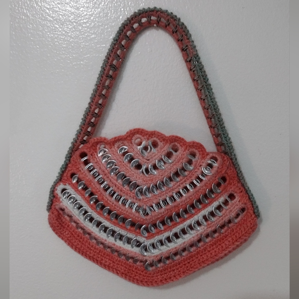HANDMADE small handbag Crocheted w/ Soda Can Tabs
